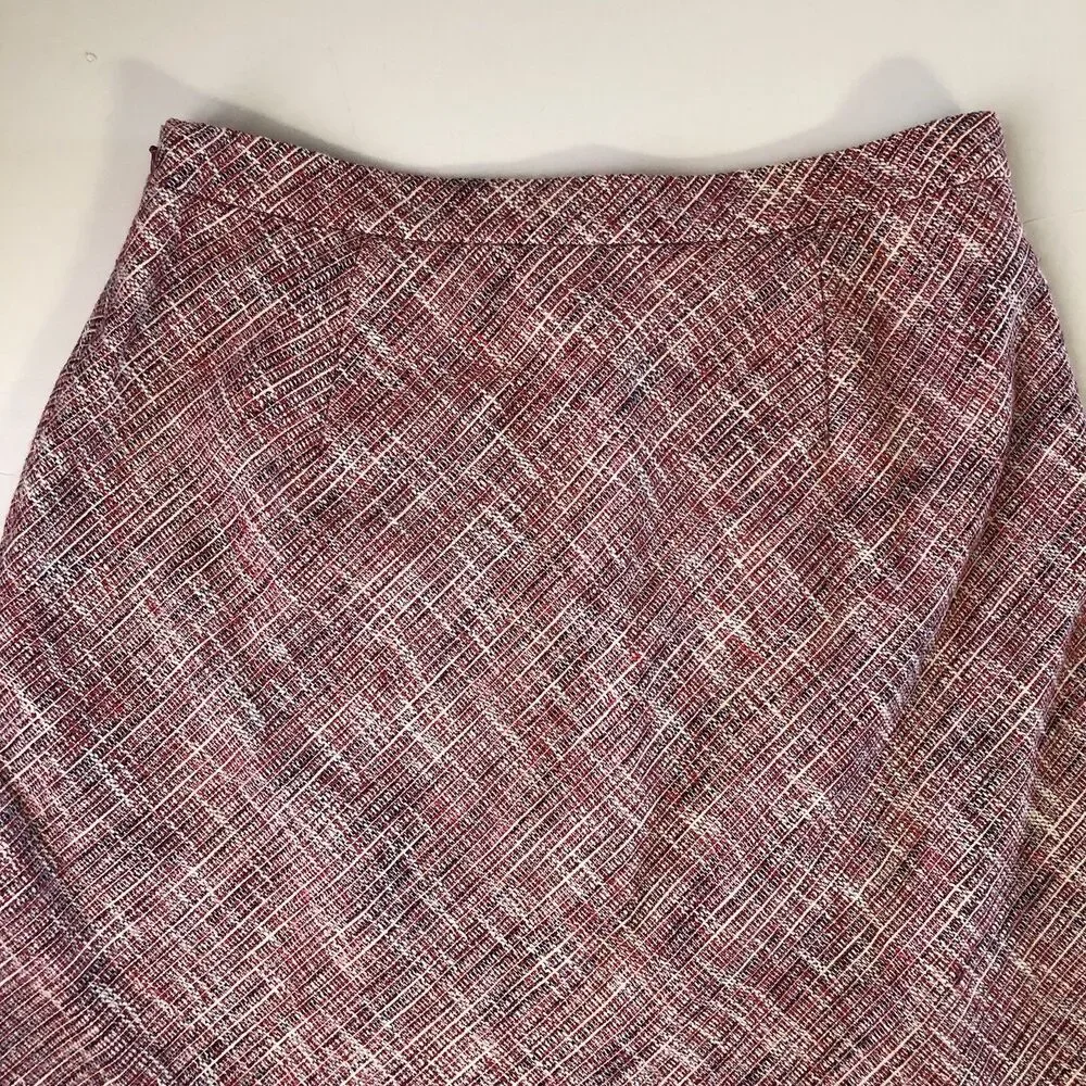 banana republic Pink Tweed Faux Wrap Skirt Fringe HemA Line  Mini Skirt Size 6